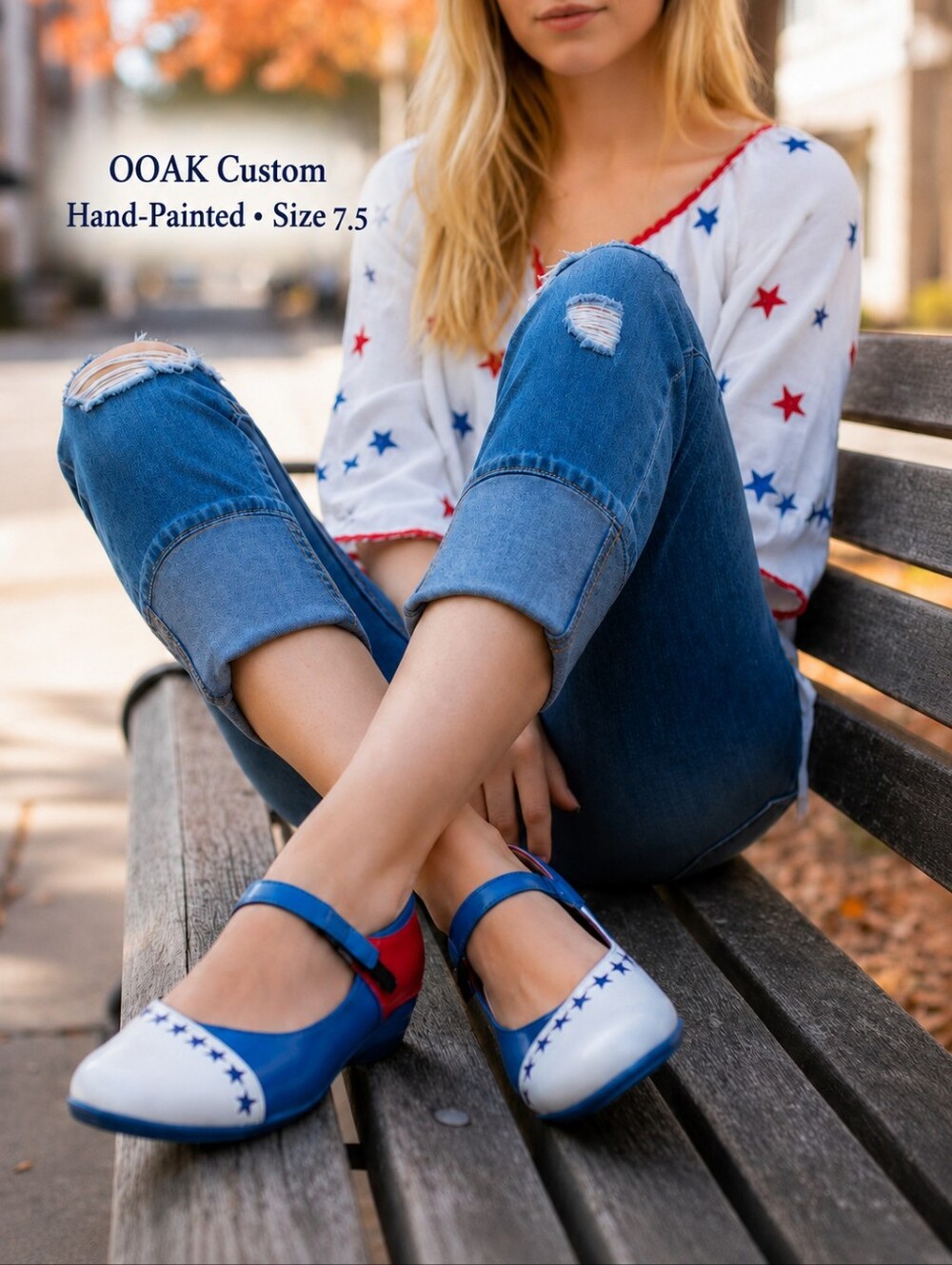 Dansko Red White Blue Leather Mary Jane Casual Comfort Everyday Walking Shoes